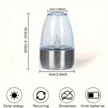 1/2/6个装太阳能不锈钢闪烁火焰蜡烛灯，室内/室外灯笼桌面装饰亚克力灯，600mAh可充电电池供电楼梯地灯，太阳能板自动充电装饰灯，适用于庭院、书桌、楼梯、草坪，营造浪漫氛围，圣诞节、万圣节和节日派对装饰礼品 - 暖白色 - 查看 10