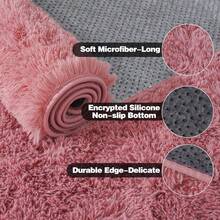 Fluffy Modern Area Rugs For Living Room Bedroom,Plush High Pile Purple Rug For Kids Girls Room Nursery Home Decor, Upgrade Non-Slip Girls Bedroom Soft Indoor Rug - 臉紅 - 查看 9