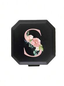 六格便携式药盒，胶囊收纳盒，旅行药盒，花卉字母A-Z（不含Q/U/X）图案药片整理盒，六格药片盒，旅行迷你药盒，防潮维生素分装盒，居家露营户外狩猎药盒，药盒，旅行配件，宿舍必备 - 彩色 - 查看 27