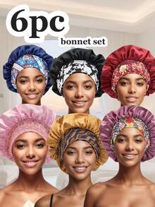 Set de 6 gorros para dormir, incluye gorro de seda para dormir, gorro para dormir de 7 días, gorro rizado para dormir, gorro de satén para dormir, diadema de gorro casual cómodo para dormir para mujeres - Multicolor (6 piezas) - Ver 14