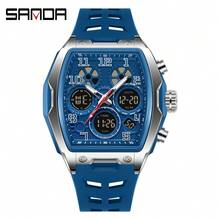 Relógio Masculino SANDA Digital Quartzo Militar Esportivo, Marca de Luxo Multifuncional com Alarme, Data, Semana, Cronômetro, Função de Luz EL, Impermeável, Eletrônico LED, Presente Original para Homens 6266