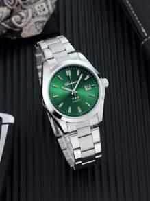 Reloj de pulsera de cuarzo de lujo de negocios DENVOSI con correa de acero inoxidable y calendario para hombres