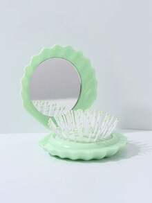 1 件闪亮金属可折叠旅行发刷带镜子，便携式贝壳形按摩紧凑梳 - 男女通用小口袋发刷（迷你旅行必备），美发套装，美发工具套装，发饰，美发工具 - 彩色 - 查看 13