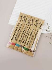 10pcs Disposable Bamboo Toothbrush, Soft Bristles & Hard Bristles - Brown - View 3