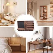 Schlüsselbretter, Hängend, Schlüsselablage für die Wand, mit 4 Schlüsselhaken, Schlüsselhalter aus Holz, Schlüsselaufhänger mit Metallhaken, dekoratives Schlüsselbrett für Eingang, für Flur, Schlafzimmer, Wohnzimmer, 42,5 * 9 * 28 cm