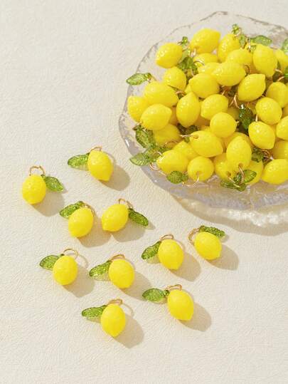 10-50 pièces Pendentifs de décoration en résine citron 3D Accessoires de bijouterie DIY