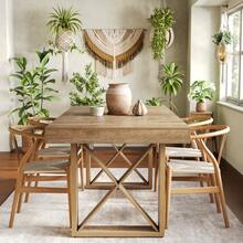 LITTLE TREE 63-Inch Farmhouse Dining Table For 4-6 People, Rectangle Thick Appearance Design, Rectangular Kitchen Dinner Table For Home, Natural Brown - Tự nhiên - Xem 4