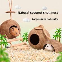 1Pc Reptile Vines Plants With Coconut Shell Ladder Hideout Hermit Crab Decor For Bearded Dragon Lizard Chameleon Tortoise Snake