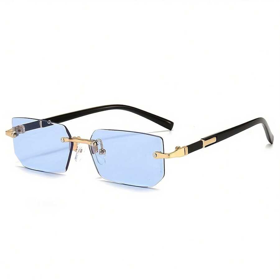 Unisex Frameless Square Glasses-Light Decorative Glasses With ...