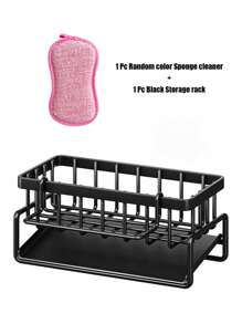 1pc Plastic Kitchen Sponge Organizer Rack Set, Multi-Functional Sink Drain Rack With Sponge, Sink Sponge Holder, Dishwashing Sponge & Soap Rack, Draining Rack, Kitchen Storage And Essential Storage Items, Kitchen Accessories, Bathroom Storage, Practical Small Gifts For Friends, Wives, And Parents