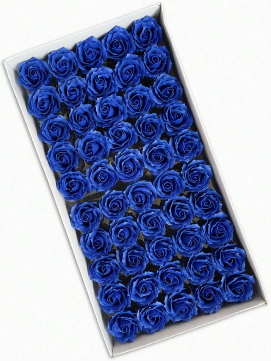 24朵/盒 50朵/盒 5.5cm花頭 玫瑰四層香皂花香仿真永生花玫瑰頭情人節diy花束禮盒玫瑰沐浴花香皂花香氛玫瑰花必備情人節禮物手捧花天然 生日禮物人造花、玫瑰、DIY、婚禮花束、插花、派對、家居裝飾，24 件/50件 - 寶藍色 - 查看 1