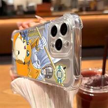 Estuche para 16, 15, 14, 13, 12, 11 Pro, X, XR, XS, 8, Plus - Anime Digimons - Cubierta Trasera Transparente Antigolpes y Suave17  17promax - transparente - Ver 3