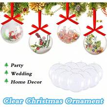 Clear Plastic Fillable Ornaments,Transparent DIY Craft Ball,Clear DIY Christmas Ornament 5 Different Sizes For Wedding,Party,Home Decor