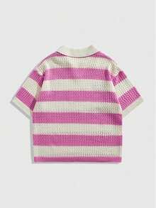 Ins Europe And America 2025 Summer Dopamine Sweet Style Pink Digital Print Cutout Loose Top Women's T-Shirt - 粉色 - 查看 6