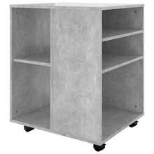 Larryhot Mobiletto con ruote grigio cemento 60x53x72 cm in legno ingegnerizzato, bello e pratico, ideale per riporre oggetti e decorare la casa - Grigio - Visualizzare 5