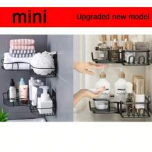 1/2/3 件转角架（带粘性垫）、防锈浴室架、易于安装的厨房调料架、无需钻孔壁挂式、无需电源的镂空浴室收纳架、浴室、厨房、卧室储物架、随机颜色/款式转角架 - 黑色 - 查看 3