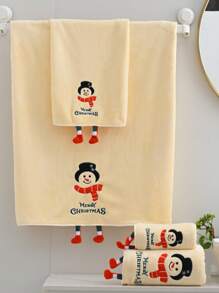 1pc/2pcs Christmas Snowman, Reindeer, Santa Claus Design Super Soft Coral Fleece Bath Towel, Quick Dry, Non-Shedding, Sauna Towel, High Absorbency, Lightweight, Guest Towel, Bathroom Decor, Advent Gift, Christmas Best Gift. Towel Size: 34*75cm, Bath Towel Size: 70*140cm Shower Towels For Beauty Salon, Hotel Sports,Home Essentials, Towel, Skin Care