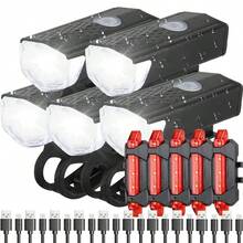 1入組自行車LED防水前燈和警示尾燈套裝，適用於騎行裝備山地自行車零件