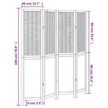 vidaXL Room Divider 4 Panels White Solid Wood Paulownia - trắng - Xem 2