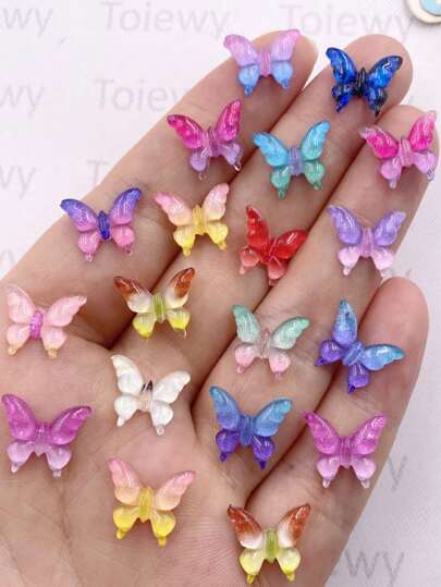 30 pezzi da 10mm di strass colorati a forma di farfalla piatta in resina, decorazioni per matrimoni, arte, gioielli e accessori fai-da-te