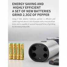 2 Packs Electric Salt And Pepper Grinder Set, Salt And Pepper Shakers Refillable With Adjustable Coarsenes, One Hand Operation With LED Light, Stainless Steel - Multicolor - View 11