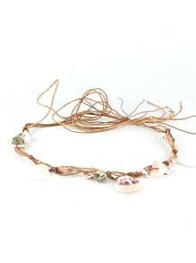 1 件草编巴拿马草帽，贝壳装饰，时尚个性化复古风，适合海滩、露营、旅行、骑行、摄影、约会、主题公园、游艇派对、音乐会