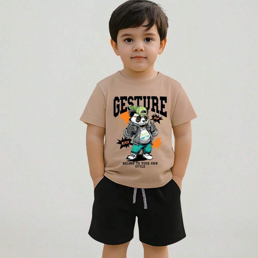 Boys' Set Short T-Shirt + Shorts Casual Summer Printed 100% Lightweight Cotton