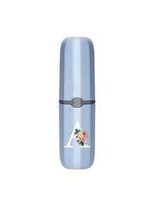 1pc Printed Rose Letter A-Z Blue Portable Toothbrush Holder, Keep Your Toothbrush Clean And Anytime, Anywhere! Travel Toothbrush Storage Box, Portable Toothbrush Cup Sleeve, Multi-Functional Toothbrush Cup, Travel Wash Cup, Toothbrush And Toiletries Storage Set, Suitable For Travel, Camping, Business Trip, School, Dorm Storage, Student Gift, Family Gift. - Blue - View 24