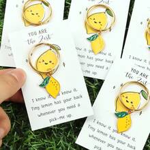 5pcs Cute Personalized Lemon Pineapple Strawberries Bananas Keychain Set With Pocket Card For Family And Friends - A Little Gift To Remind You Of Strength And Resilience Bag Charms Car Accessories Teacher Sister Gift Ideas