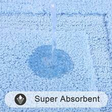 HEBE Soft Fluffy Bathroom Runner Rugs Set Of 3 Bath Mats With U Shape Toilet Rugs Non Slip Washable Bath Rugs Absorbent Bathroom Carpet For Shower Tub - Màu xanh nhạt - Xem 4