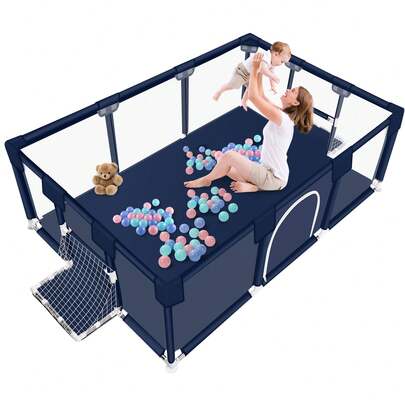 71 Inch Extra Large Baby Play Yard, Baby Playpen With Soft Breathable Mesh, Kids Indoor And Outdoor Playpen, Infant And Toddler Playpen, Non-Slip Base Playpen