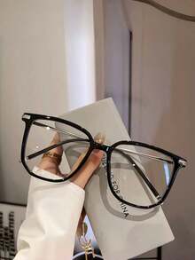 New Large Frame Minimalist Fashion Versatile Metal Square Women Glasses, Personalized Casual Party Holiday High-End Decorative Glasses For Daily, Workplace, Business, Artistic, Stylish Street Photography