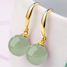 Vintage Court-Style Jade Earrings: Hanfu-Inspired Imitation Nephrite & Gemstone Jewelry For Women