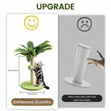 互动式猫抓柱，配有悬挂球和绿叶 - 适用于室内猫的耐用剑麻绳树，适用于小猫的木制轨迹球玩具，适合爱玩猫科动物的家具设计，猫玩具小猫抓板树，适用于小猫的室内猫抓柱，可爱的绿叶猫抓柱，配有剑麻绳，室内猫柱，猫树宠物产品