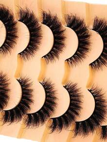 7片/套 短款3D水貂毛假睫毛，俄式DD卷度，手工制作，自然蓬松浓密，整条假睫毛，批发化妆品 - 黑色 - 查看 2