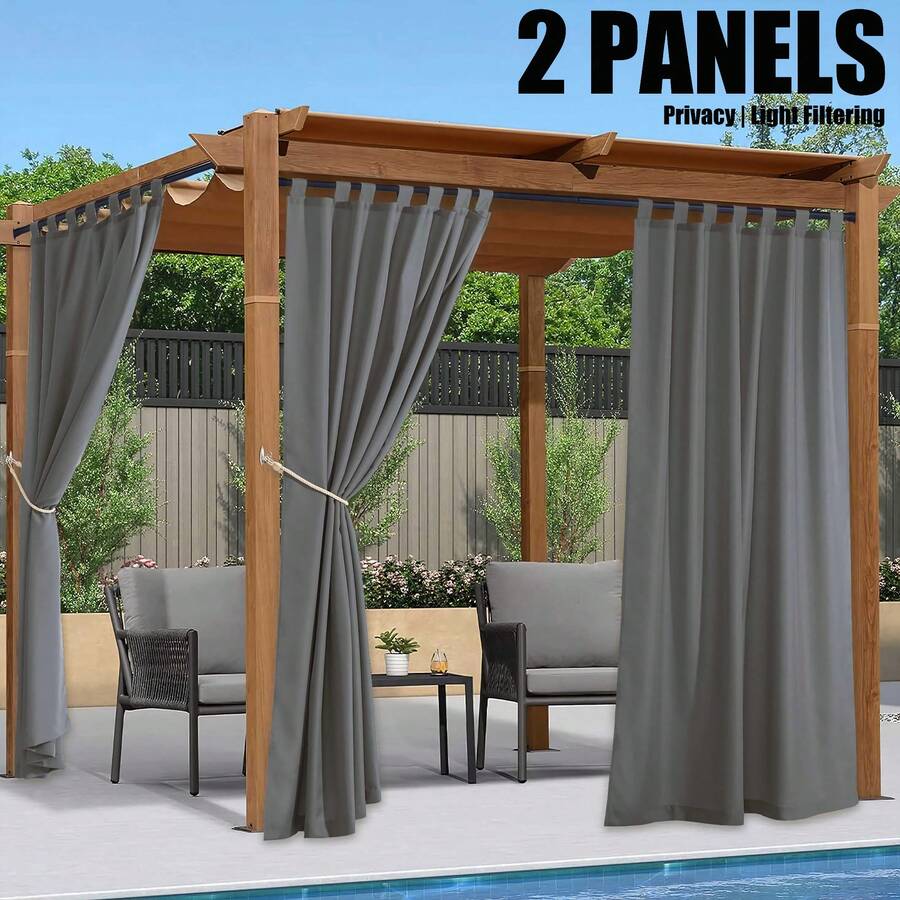 2pcs High Density Breathable Flat Weave Blackout Curtains, UV Protection Fabric, Easy Top Hanging Installation