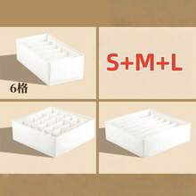 1Pc White Underwear Sock Drawer Organizer 1-Pack, Dispenser Underwear Organizer 20 Compartment Fabric Dresser Drawer Organizer Storage Box Socks, Underwear, Handkerchiefs, Ties. - White - View 12