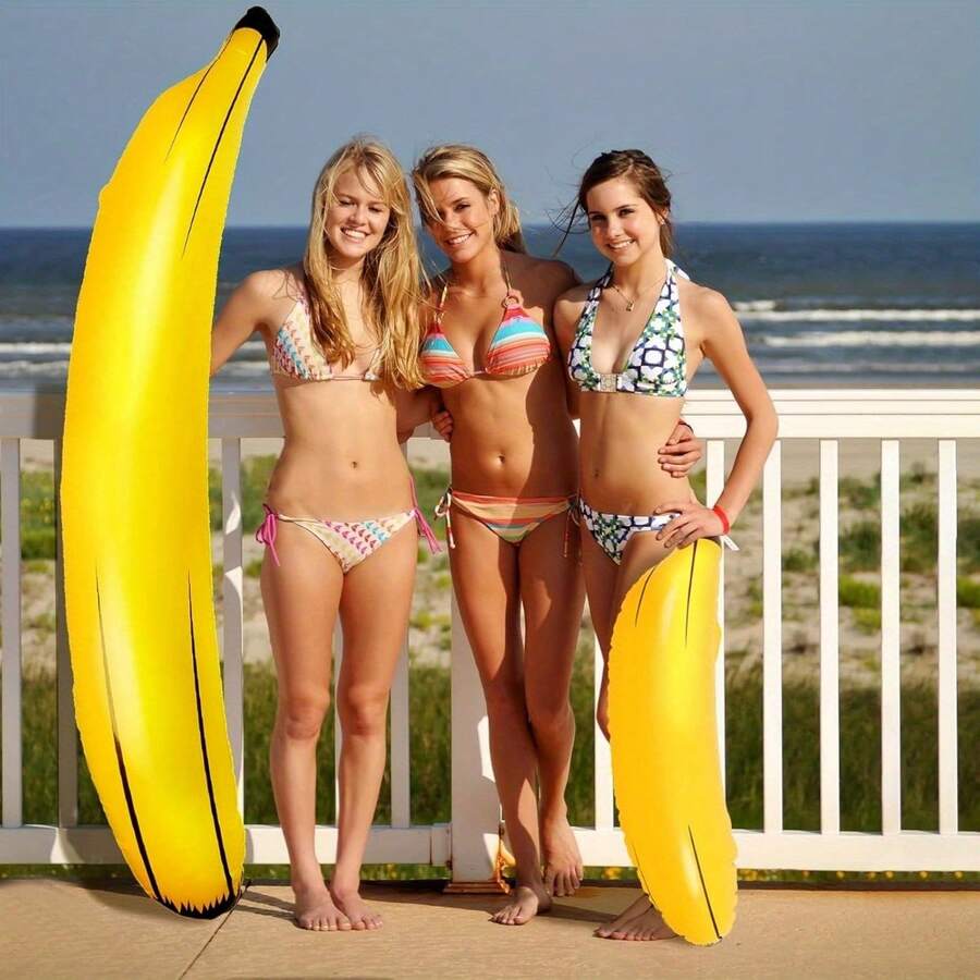 Inflatable Banana Loop Game, 1 Inflatable Banana, Fun Decorations, Water Toys, Pool Parties, Party Games,Suitable For Party Decorations - Yellow - View 1