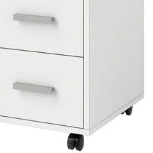 BALCONERA Black 3-Drawer Lockable Mobile File Cabinet – 4-Wheel Rolling Storage With 1 Door & Printer Stand Function (60 X 40 X 57cm) – For Home Office - White - View 9