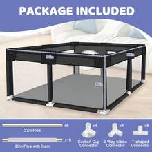 1-Pack Baby Playpen, 50*50 Inch Baby Playground With Soft Breathable Mesh And Non-Slip Base, Baby Playpen Baby Playground For Boys And Girls, Indoor And Outdoor Playground - 黑色 - 查看 3