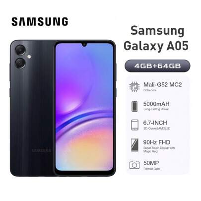 Samsung Samsung Galaxy A05 4G 64GB Phone, 4GB RAM, 50MP Camera, Android 13,Face Unlock, 5000mAh Battery Life,No Charger