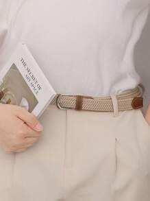 1 curea elastică țesută pentru bărbați, fără cataramă, potrivită pentru afaceri, serviciu, casual, călătorii, golf, toamnă elegantă, toamnă, Halloween