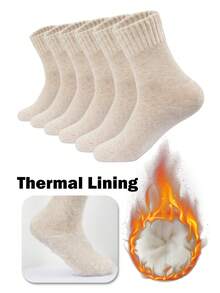 3 đôi tất cổ cao bằng vải nỉ dày dặn dành cho nữ, tất lông ấm áp và bền cho mùa thu/đông, tất giữ nhiệt mềm mại và thoải mái khi đi sàn, tất ngủ - Nhiều màu - Xem 5