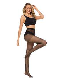 6条装女士纯色超薄透明连裤袜，性感丝袜，舒适 - 彩色 - 查看 7