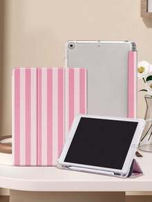 粉色条纹 iPad 保护套，兼容 iPad Air 4/5 (10.9 英寸)、iPad 7/8/9 (10.2 英寸)，带 Apple Pencil 插槽，也适用于 Tab S6 (10.4 英寸)、Tab A7 Lite (8.7 英寸)，皮革保护套，适合返校季、情人节、新年等场合。 - 彩色 - 查看 2