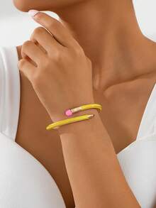 1 件时尚经典毕业优雅铅笔手链，多种颜色适合女性庆祝节日、聚会、送给朋友和老师的礼物 - 長鉛筆手鐲 - 查看 11