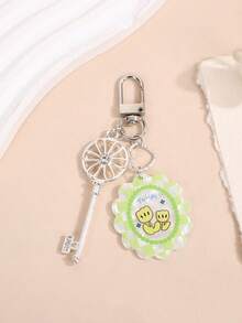 1pc Women's New Acrylic Cute Plaid Flower Keychain Pendant, Fresh And Fashionable Key Chain Accessory For Bag, Car Keys Car Accessories Goth Y2k - Multicolor - View 8