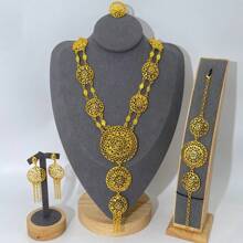 1 Piece Luxury Women's Jewelry Set - 5 Pcs Including Earrings, Necklace, Ring, Suitable For Bride, Wedding, Party, Events