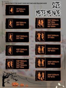Sábana ajustada con tema de Halloween, protector de colchón con tema de Halloween, funda de cama, cómoda y transpirable, anti-pelusas, patrón de dibujos animados, decoración de habitación, a prueba de polvo y antideslizante, adecuado para todos los tamaños de cama - individual, doble, queen, king, adecuado para todas las estaciones, no incluye almohada y funda de almohada, lavable a máquina, regalo festivo, decoración de otoño, decoración de habitación - Multicolor - Ver 3