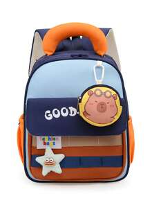 New Kappibara Backpack, Unisex, Lightweight & Comfortable, Suitable For Casual Travel And School Use - Navy Blue - View 4
